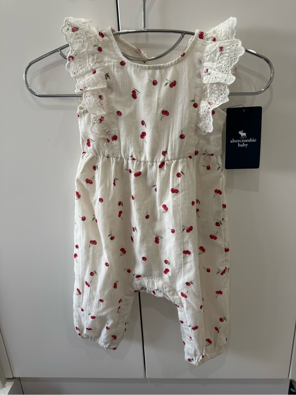 Abercrombie & Fitch White Romper with Red Cherry Print